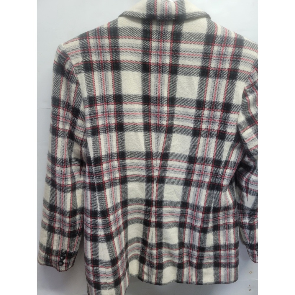 White Stag Womens Wool Blend Plaid Blazer Jacket Ivory Black Red W5511652 Size 6 - Picture 8 of 8